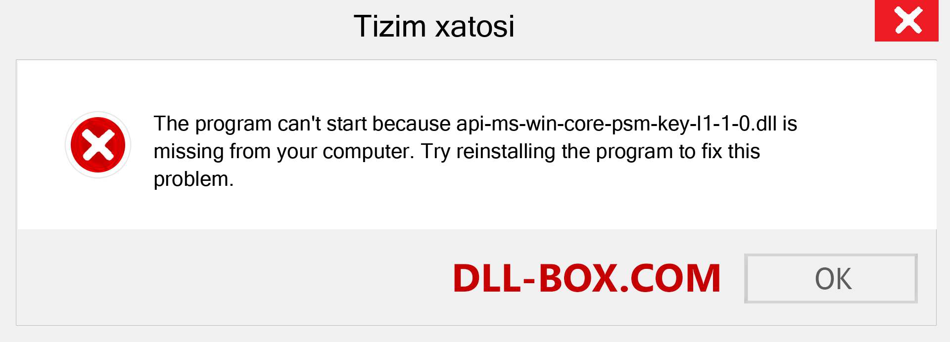 api-ms-win-core-psm-key-l1-1-0.dll fayli yo'qolganmi?. Windows 7, 8, 10 uchun yuklab olish - Windowsda api-ms-win-core-psm-key-l1-1-0 dll etishmayotgan xatoni tuzating, rasmlar, rasmlar